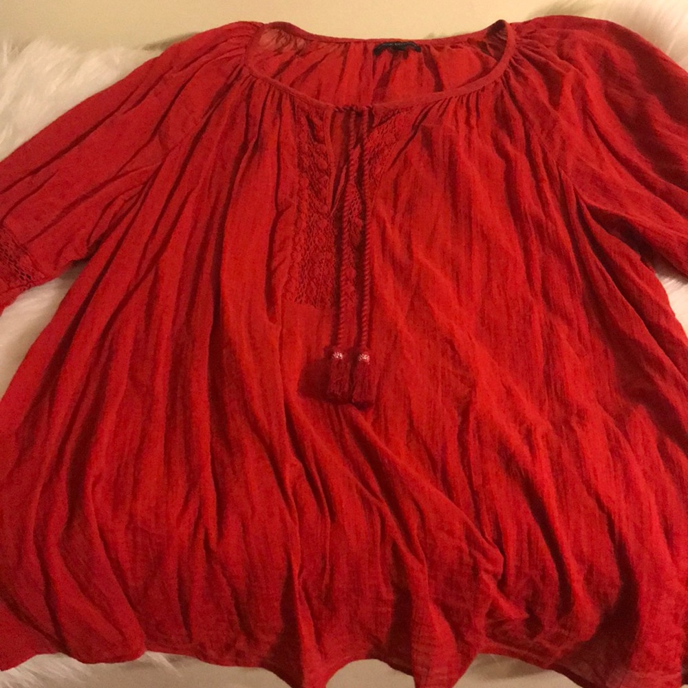 Red Lane Bryant Hobo Blouse